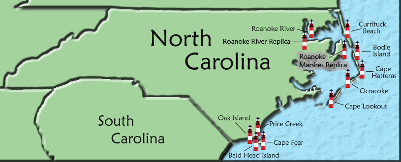 Lighthouses In North Carolina Map
